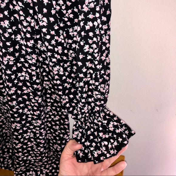 Missguided Milkmaid Shirred Mini Ditzy Black L - Picture 5 of 5